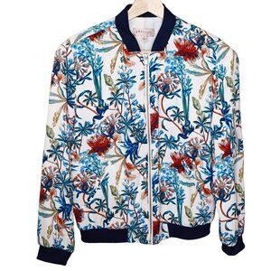 Philosophy Bomber Jacket Size Small Floral Full Zipper Lined Pockets Lightweight